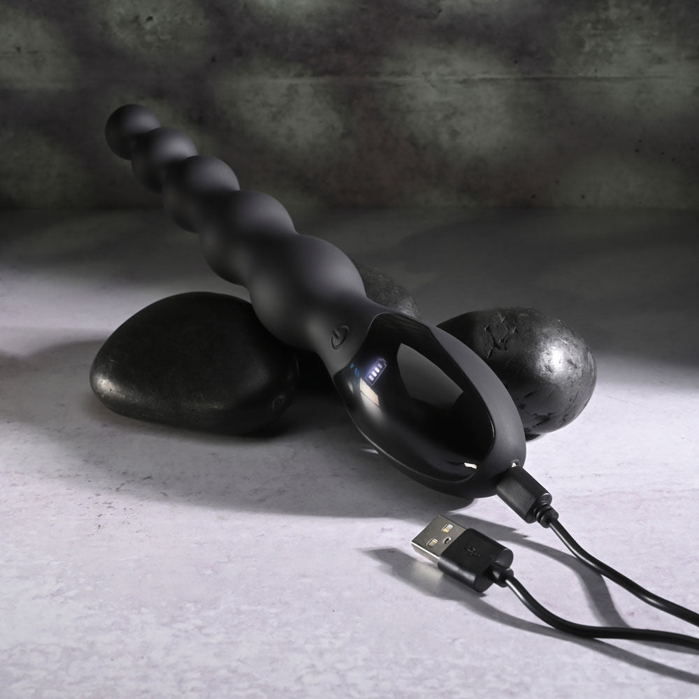 Flexible beaded anal vibrator with graduated silicone bulbs and 9 vibration modes, with charger| Flirty Bay Adult Store, adult toys and lingerie